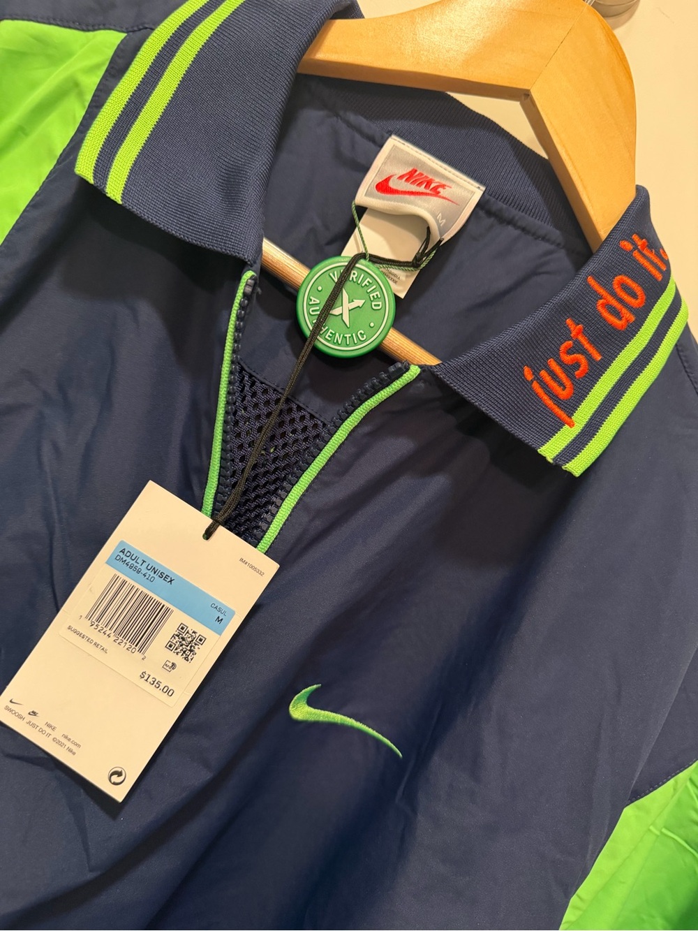 Nike x Cactus Plant Flea Market (CPFM) Just Do It Half Zip Navy Volt Sz M (NWT)
